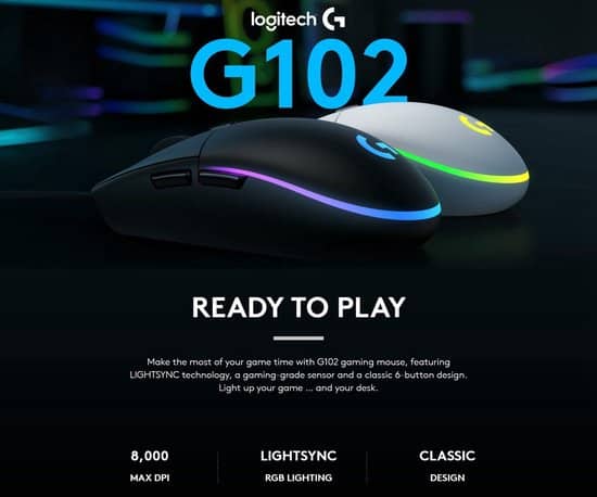 LOGITECH G102 Souris Gaming LIGHTSYNC BLACK (910-005823) 