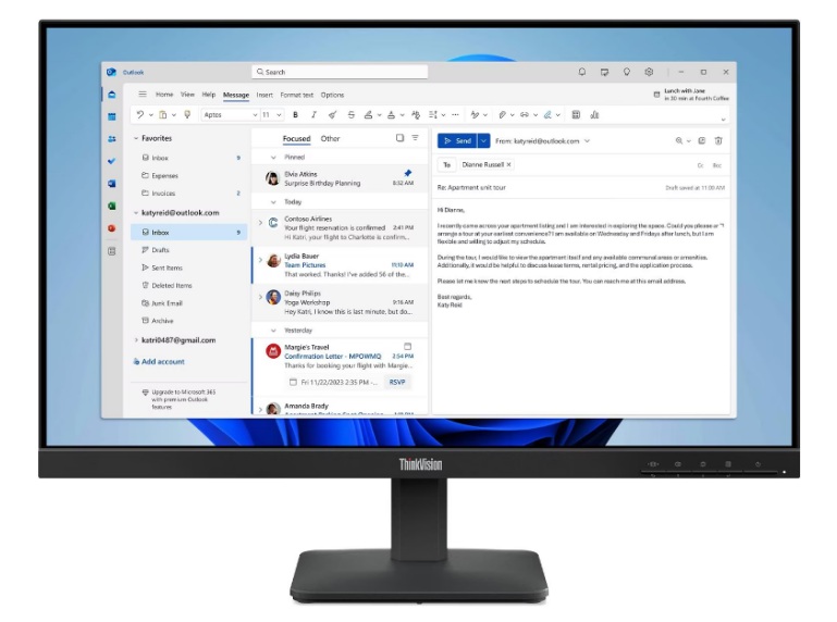 Moniteur Écran LENOVO Thinkvision S24-4e 23.8″ (64B5KAT1EU)